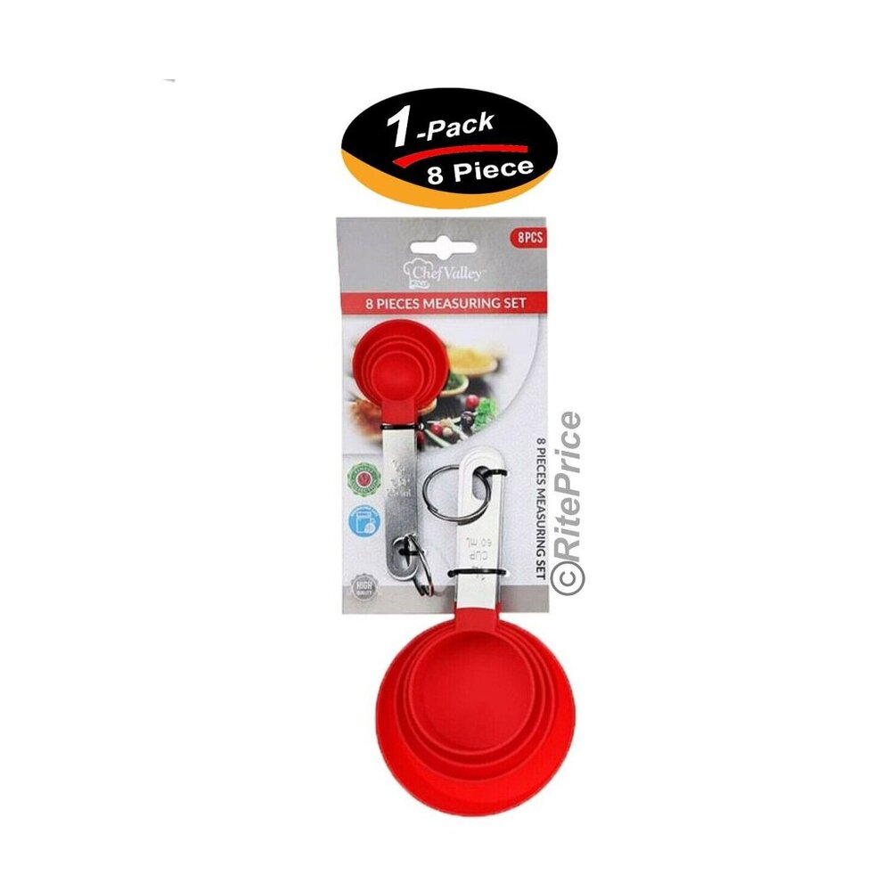 8PCS Stainless Steel+PP Measuring Cups Spoons Kitchen Baking Cooking Tools Set